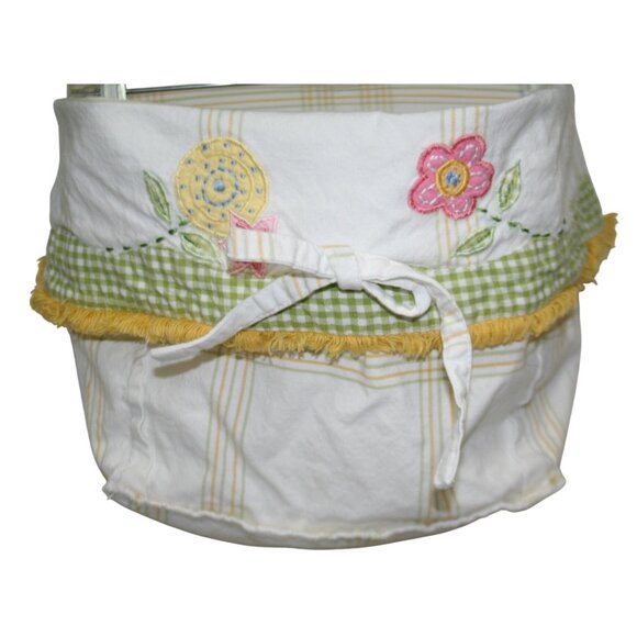 Pottery Barn Kids Gingham Plaid Floral Embroidered Nursery Basket Liner 10x10 - Picture 1 of 8